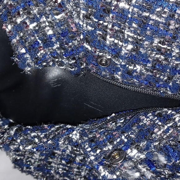 Apt 9 Blue Metallic Tweed Moto Jacket New Sz L NWT Office Attire Business - Picture 2 of 6